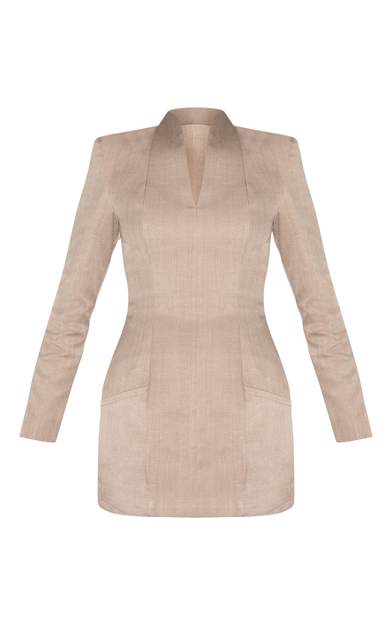 Long Sleeve Blazer Dress with Button Detail