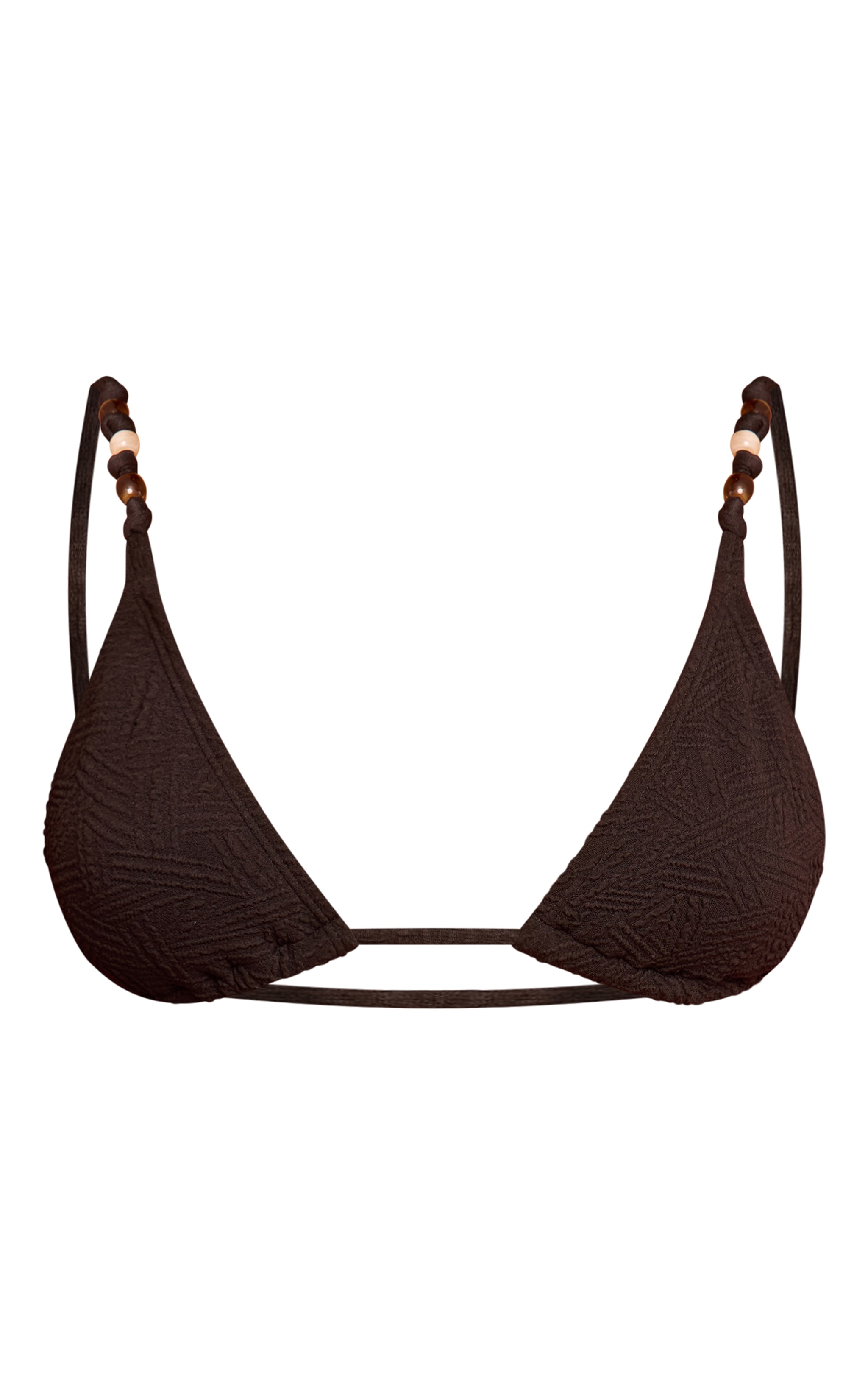 Black Textured Bead Trim Triangle Bikini Top image 5