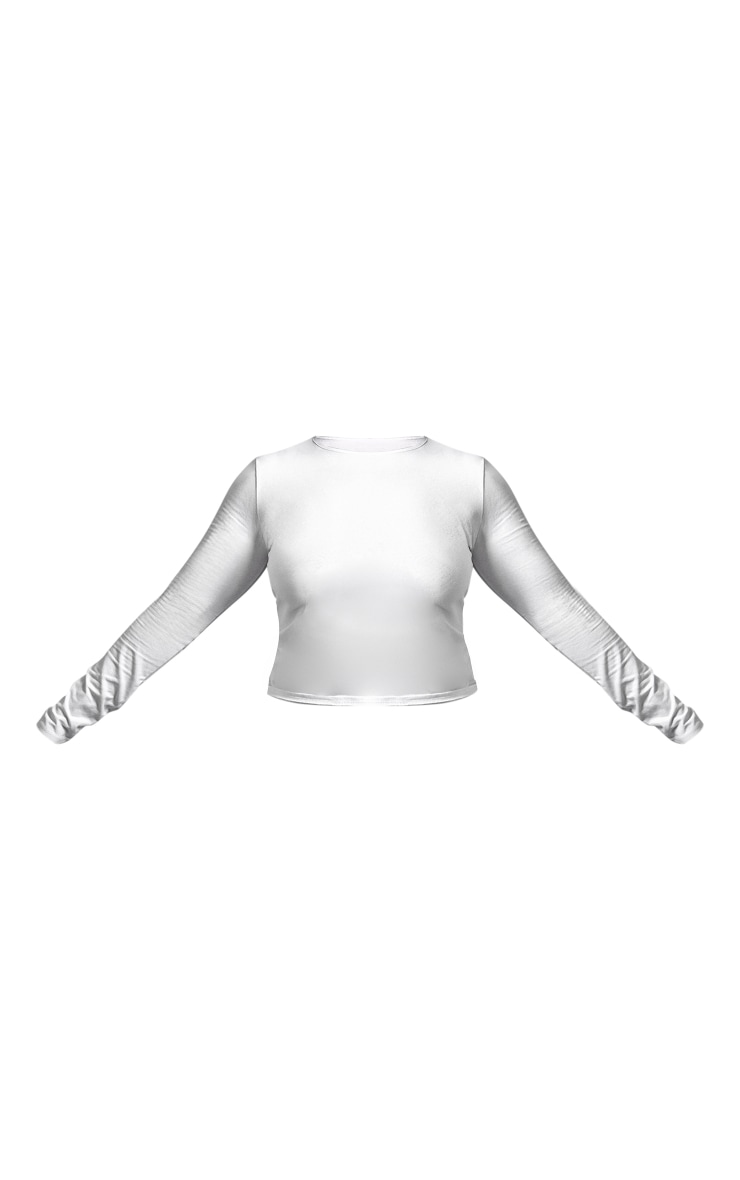 Plus White Cotton Long Sleeve Top image 5