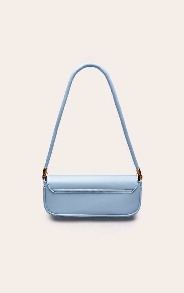 Blue Faux Leather Skinny Elongated Shoulder Bag image 4