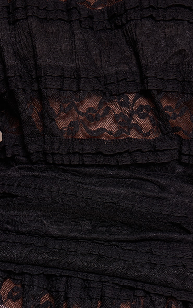 Black lace Boat Neck Mini Shift Dress image 4