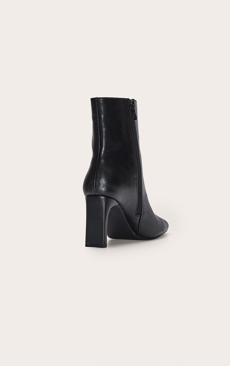 Black PU Slim Block Heel Ankle Boots image 4