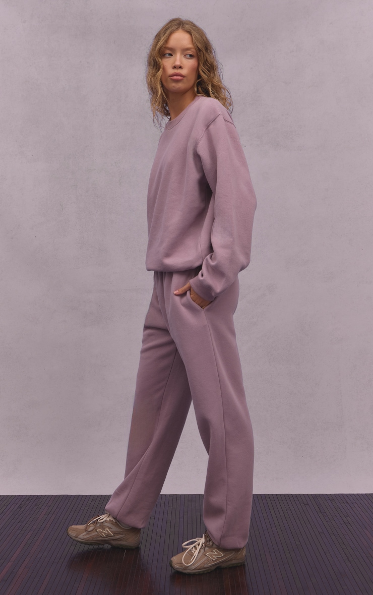 Mauve Cotton Fleece Oversized Crew Sweatshirt image 3