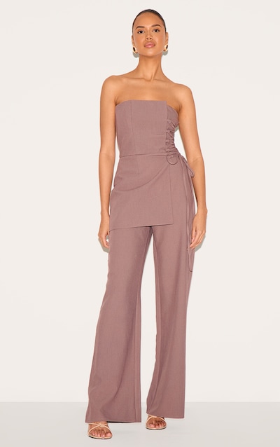 PLT Label Mushroom Overlay Panel Laced Up Tailored Jumpsuit