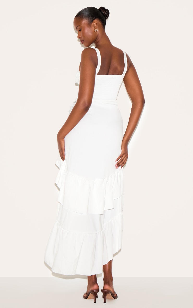 White Strappy Ruched Detail Maxi Dress image 2