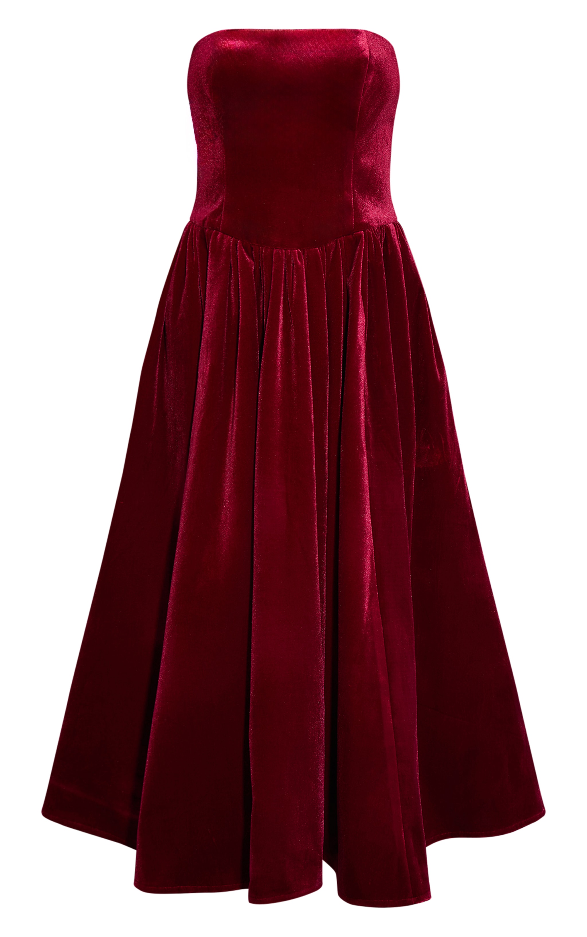 Robe bustier longue en velours bordeaux image 5