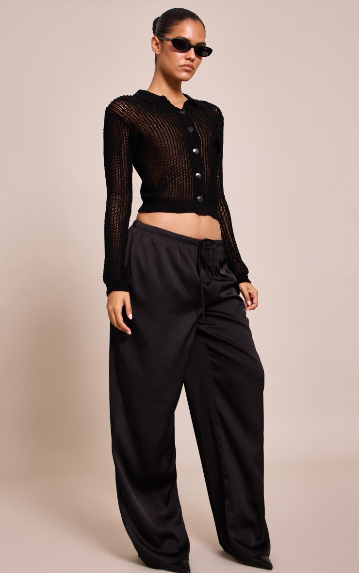 Black Filagree Knit Button Up Cardigan  image 3