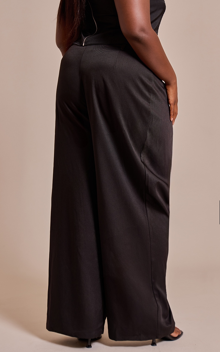 Plus Black Woven Wrap Front Pants image 3