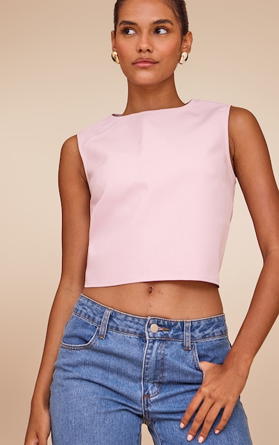 Pink Woven Sleeveless Boxy Top