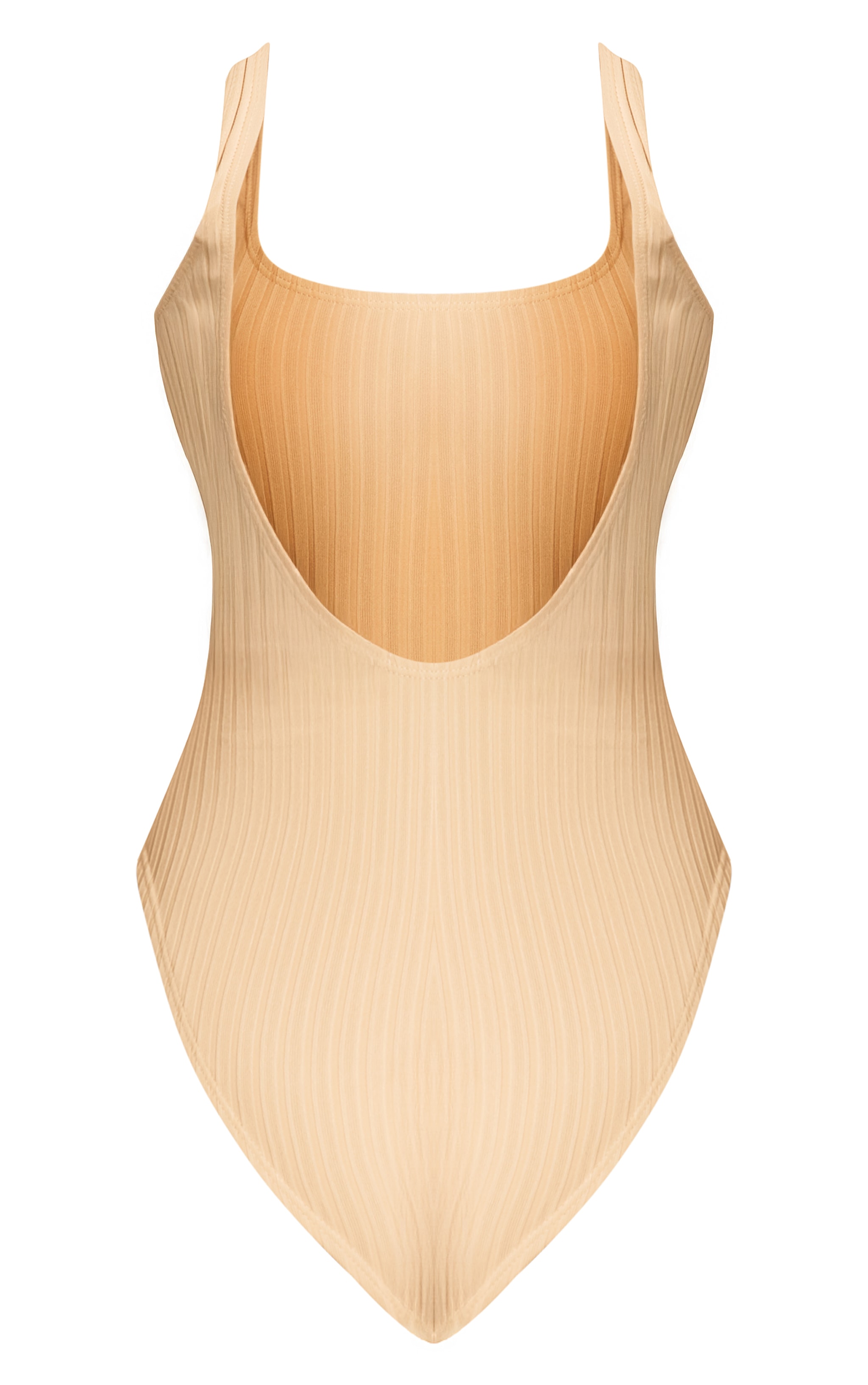 Cream Textured Stripe Scoop Swimsuit image 6