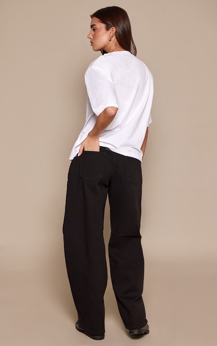 Washed Black Low Rise Barrel Jeans image 3