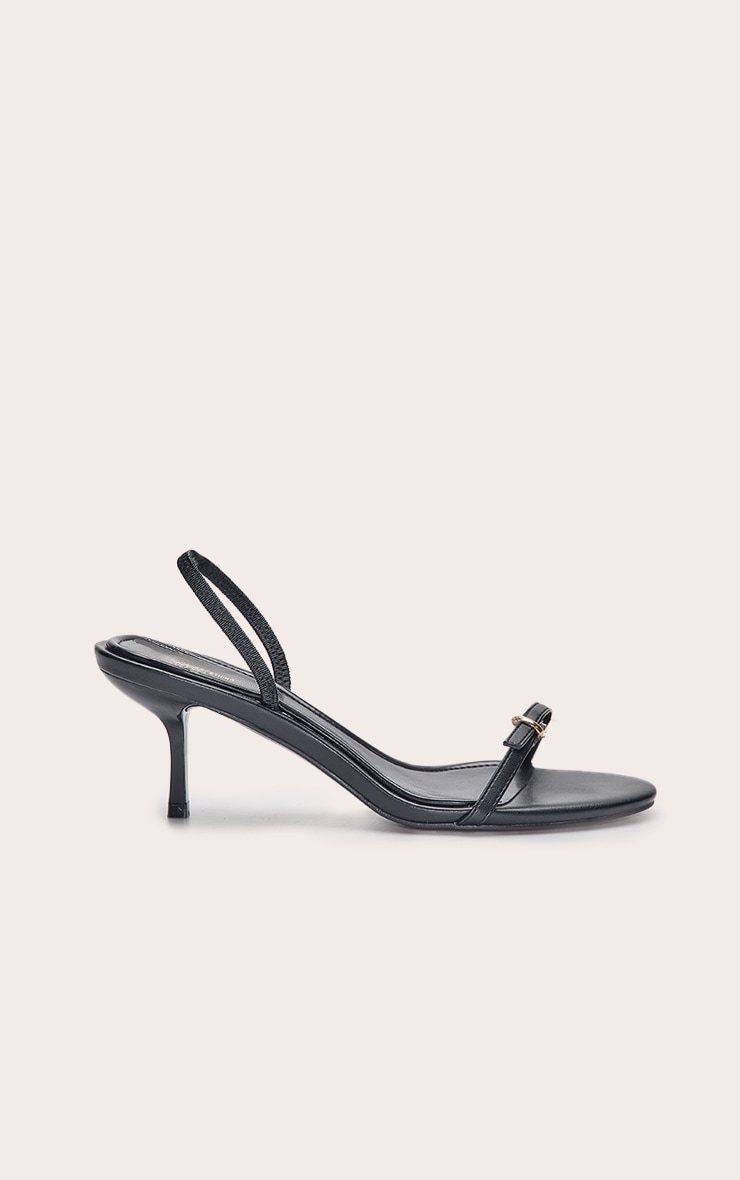 Black Buckle Sling Back Round Toe Heeled Sandal image 2