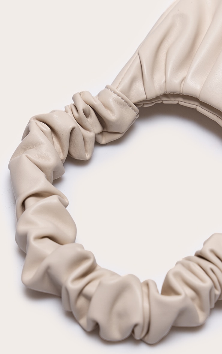 Cream Extreme Ruched Handle Shoulder Bag image 3