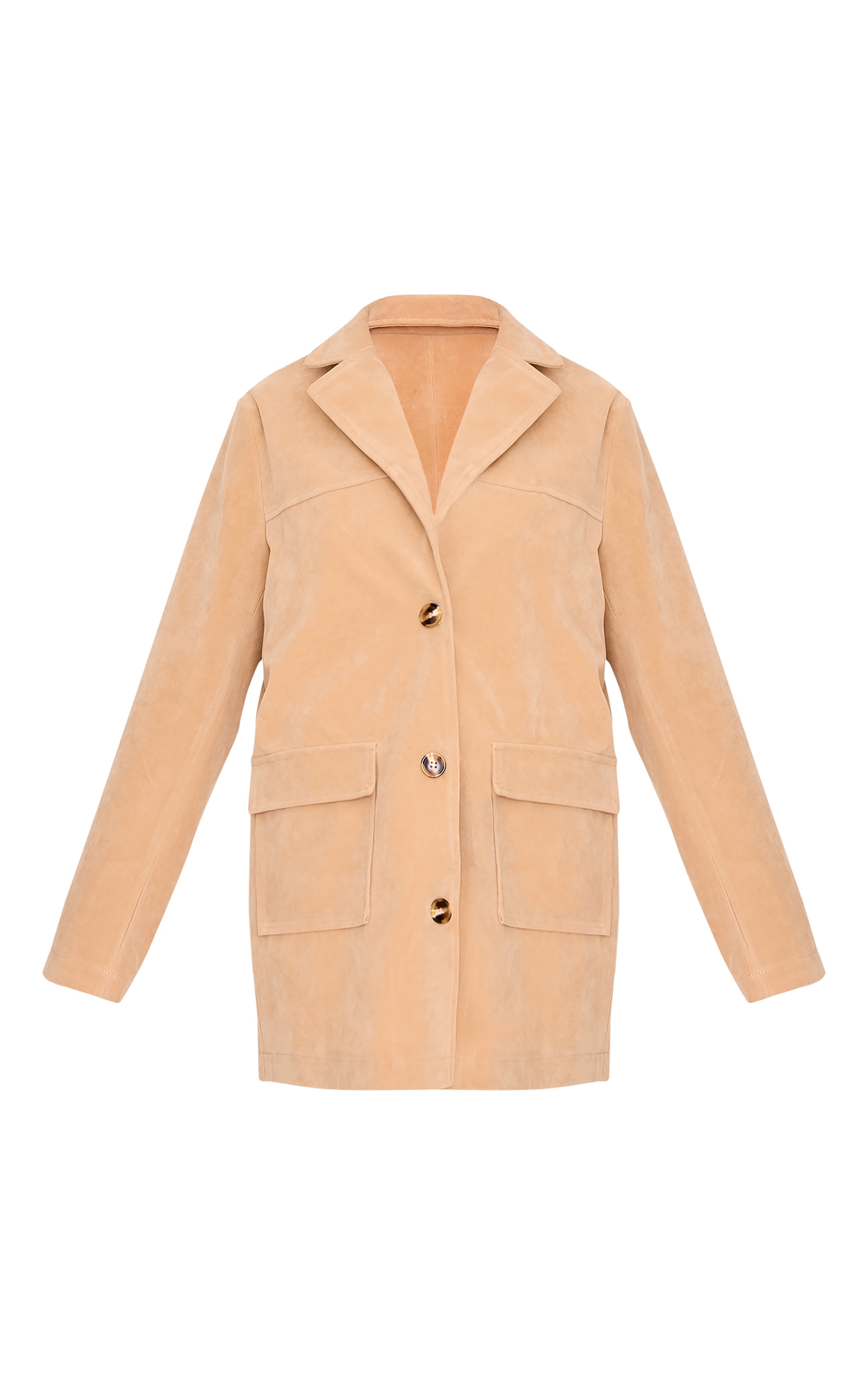 Beige Oversized Longline Faux Suede Blazer Coat image 5