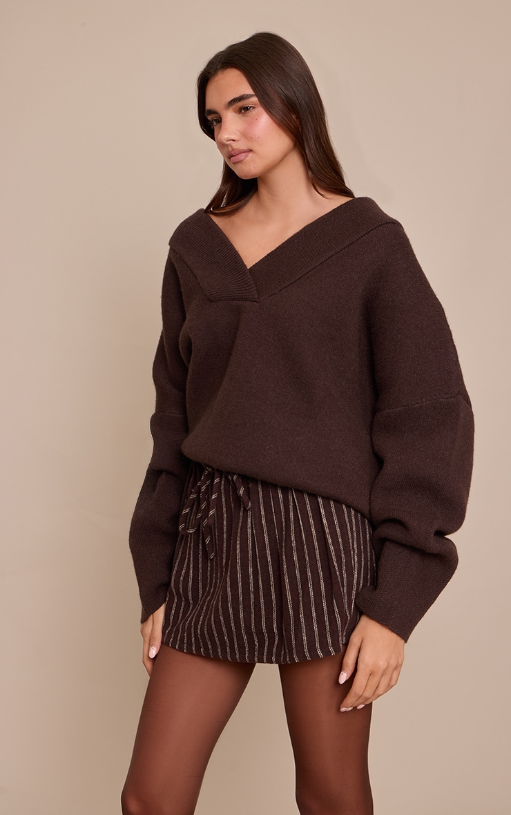 Dark Chocolate Brushed Pinstripe Skort image 2