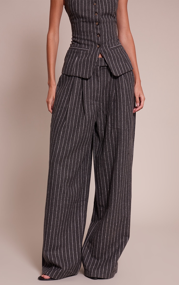 Charcoal Woven Brushed Straight Leg Pant image 2