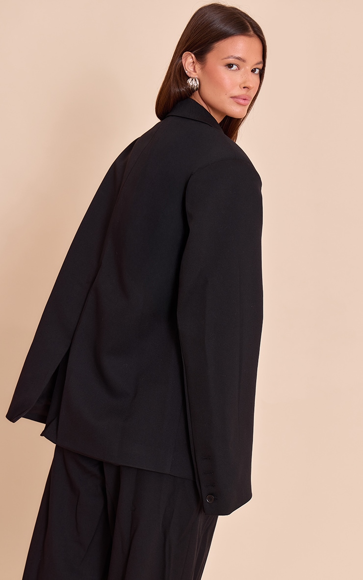 Black Tailored Woven Oversized Dad Blazer image 2