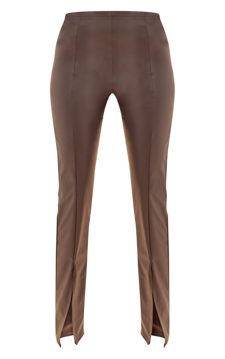 Charcoal Pu Split Hem High Waist Pants image 5