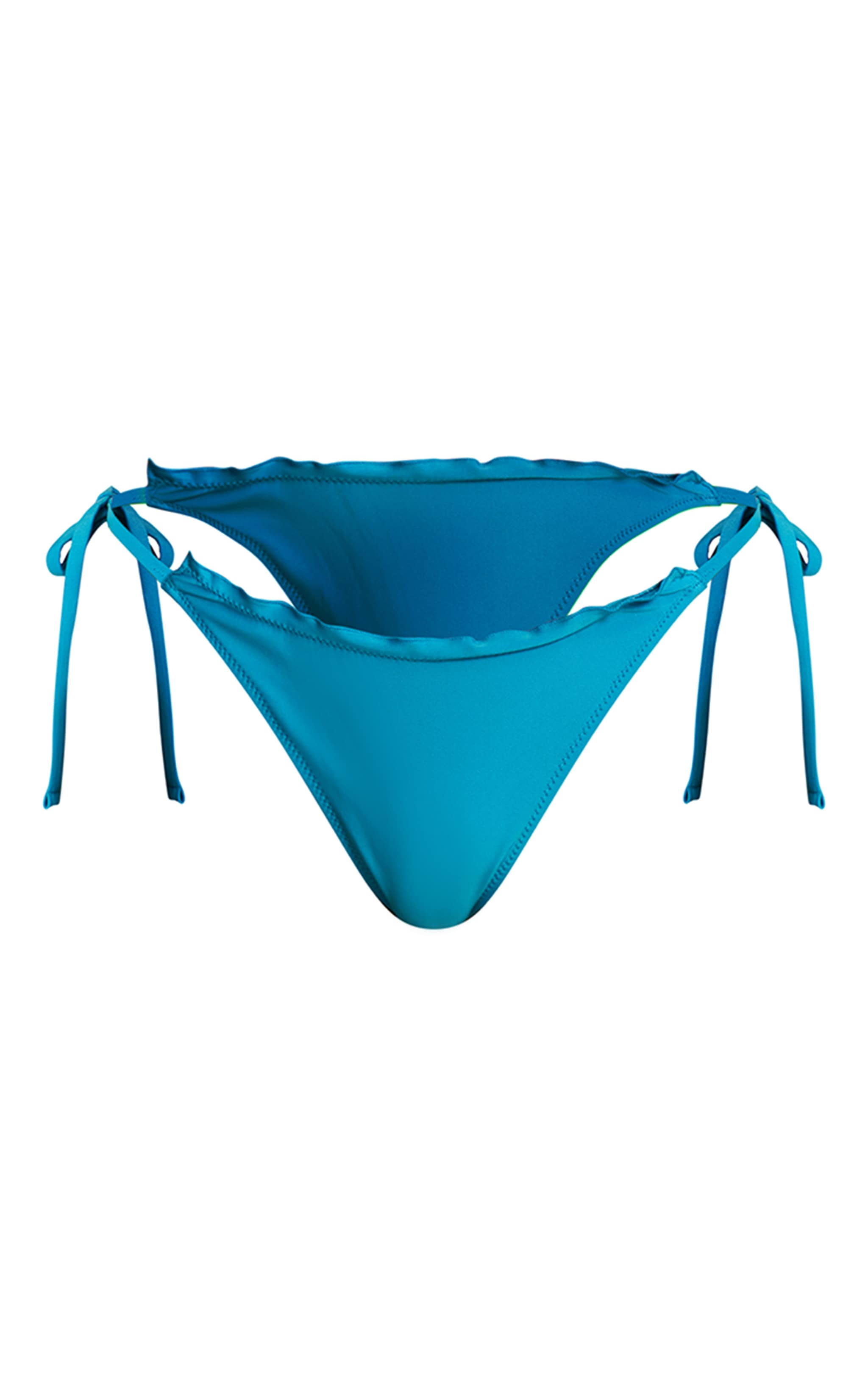 Blue Frill Edge Tie Side Bikini Bottoms image 1