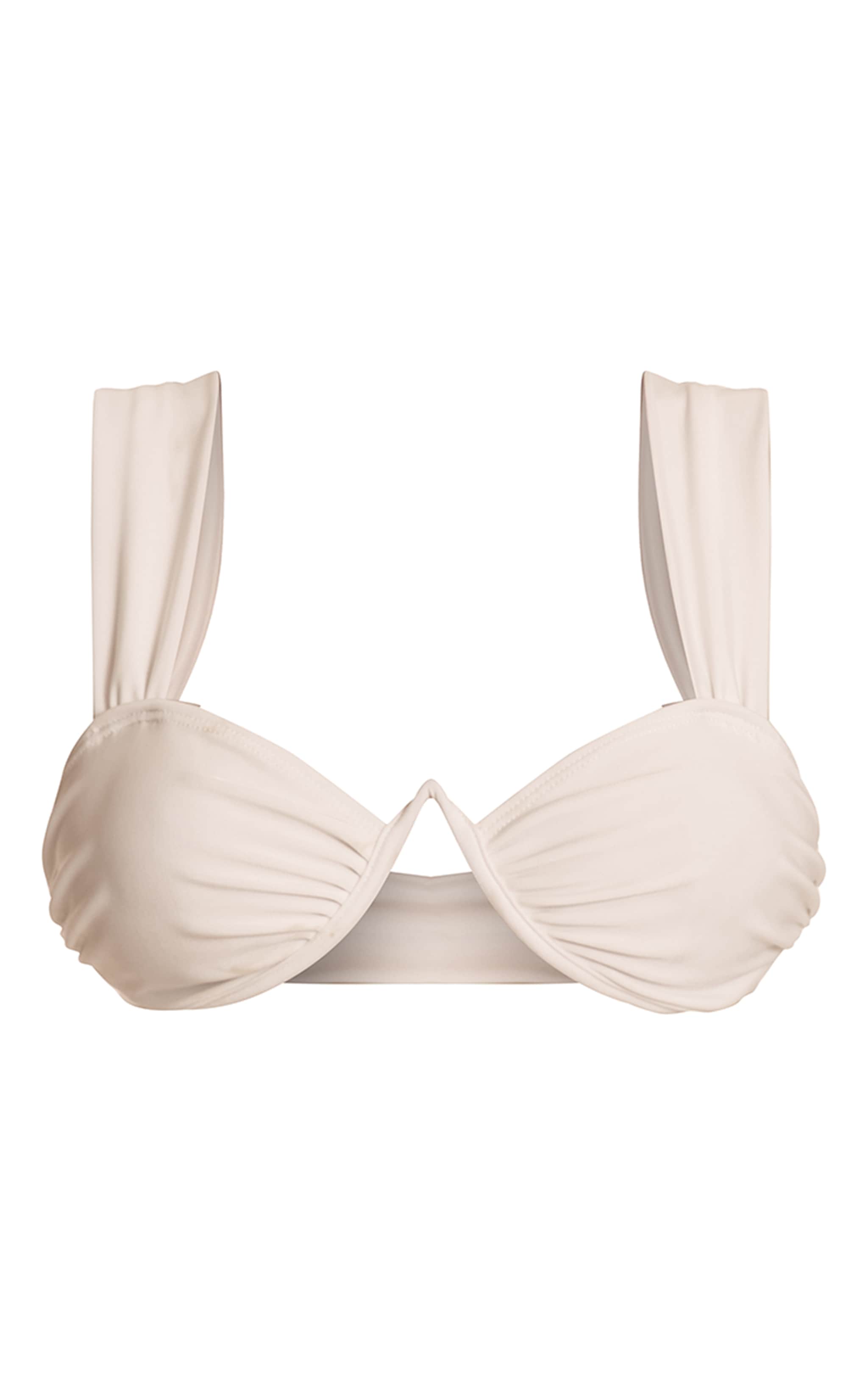 Cream Ruched Underwired Bikini Top image 1