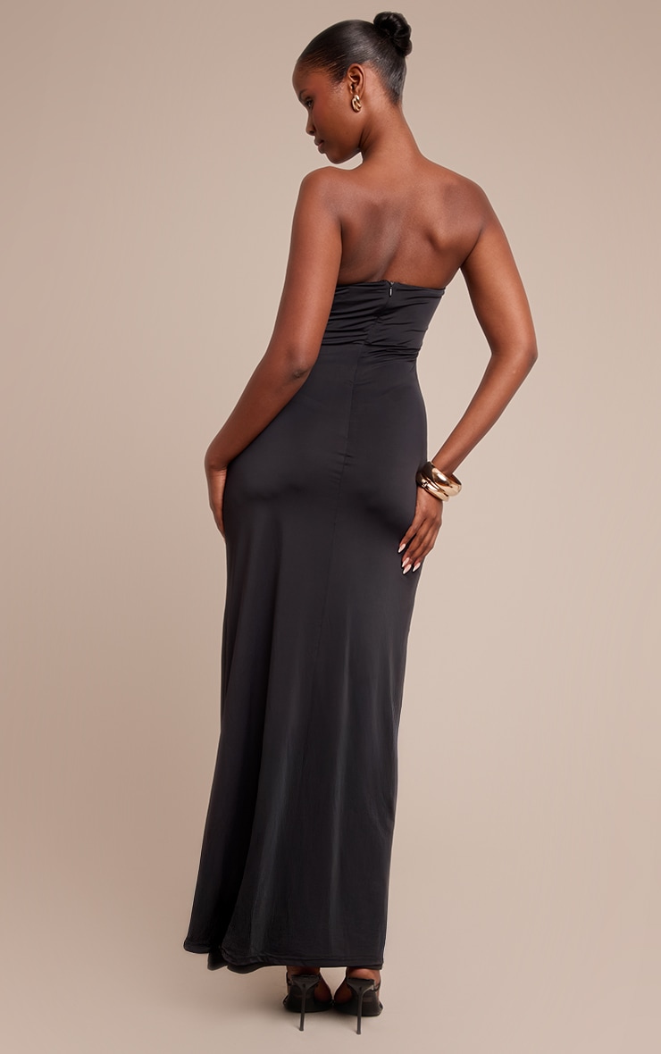 Black Soft Touch Bandeau V Bar Detail Maxi Dress image 2