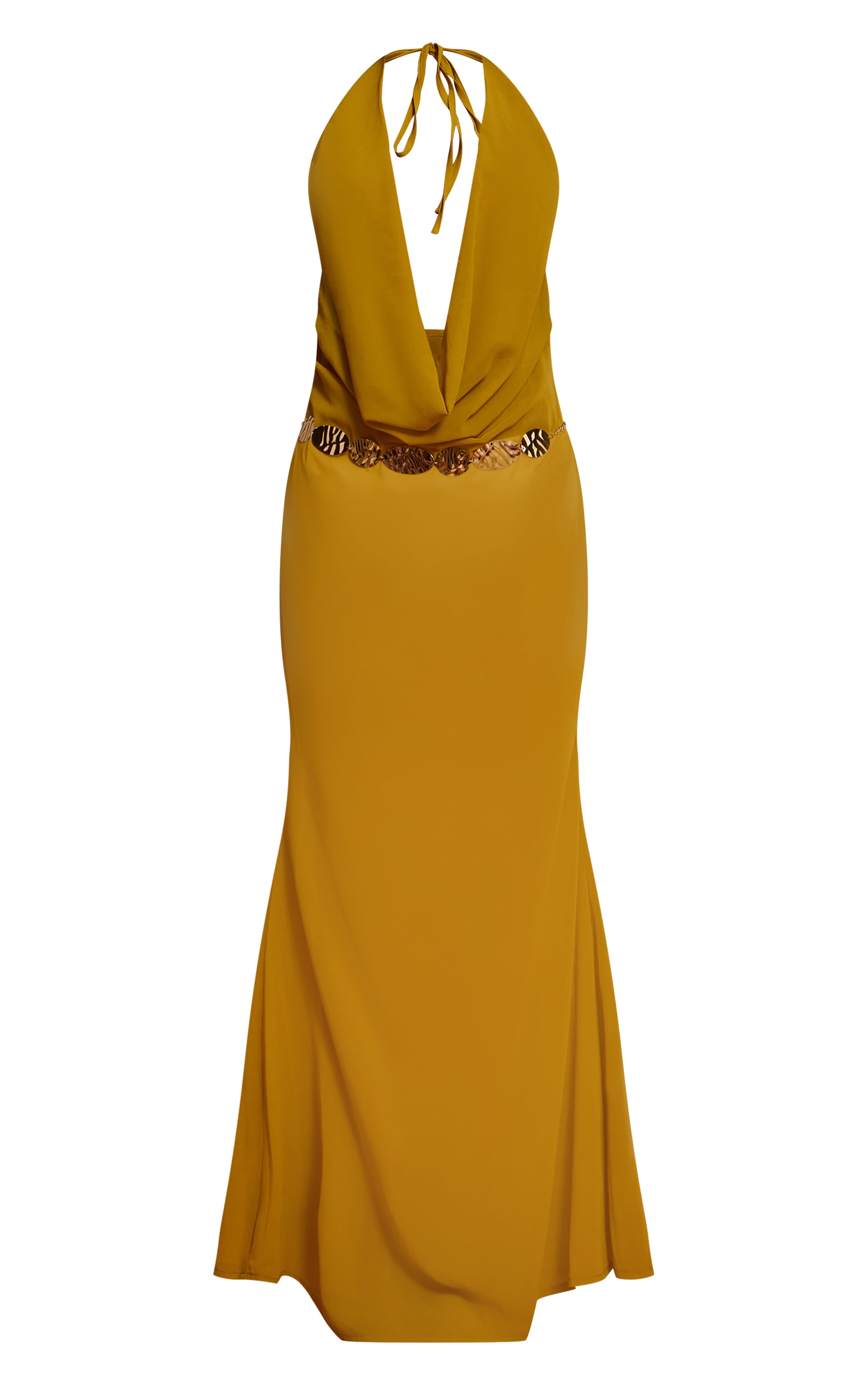 Mustard Plunge Front Open Back Beach Dress image 5