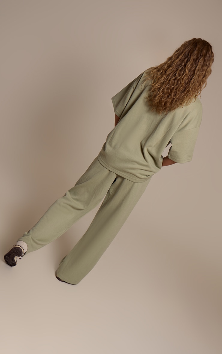 Sage Khaki Jersey Mid Rise Wide Leg Pant image 3