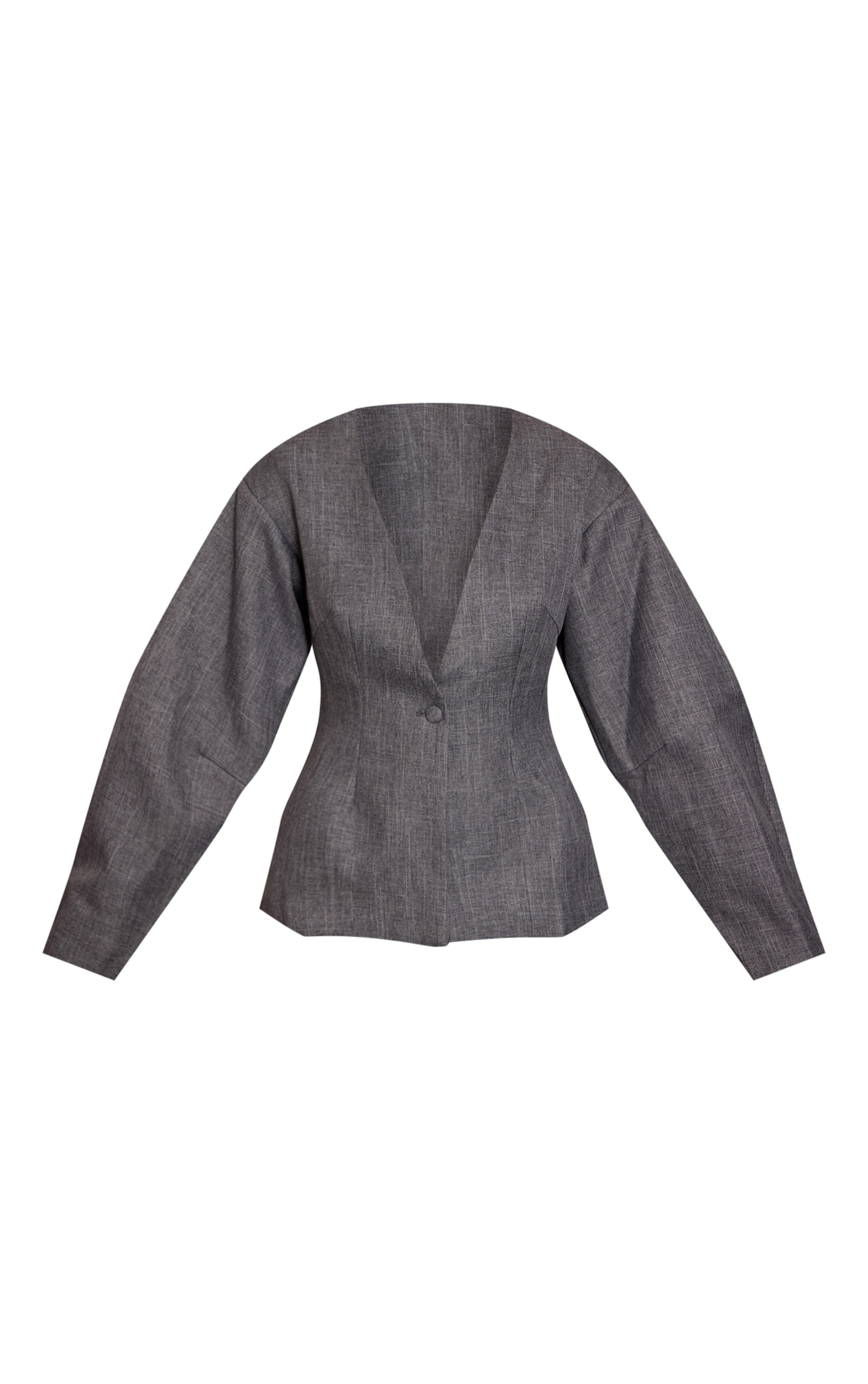 Grey Cinched Waist Cocoon Sleeve Blazer image 5