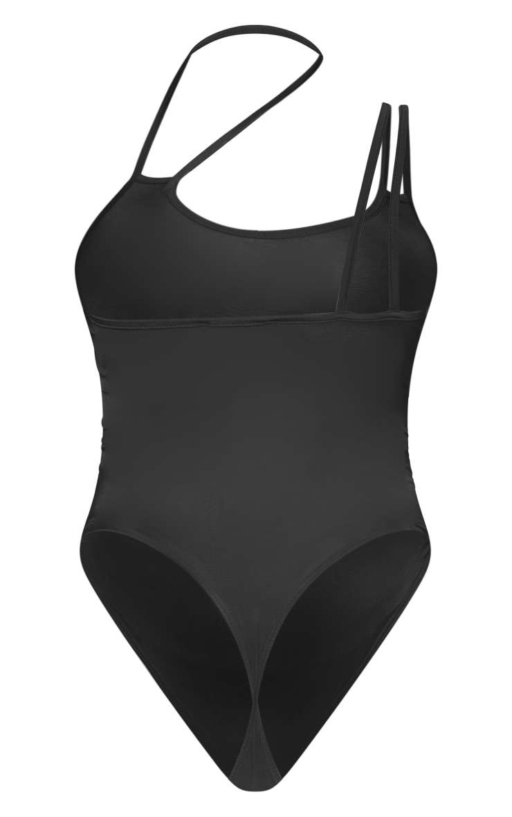 Black Slinky Double Strap Halter Bodysuit PrettyLittleThing USA