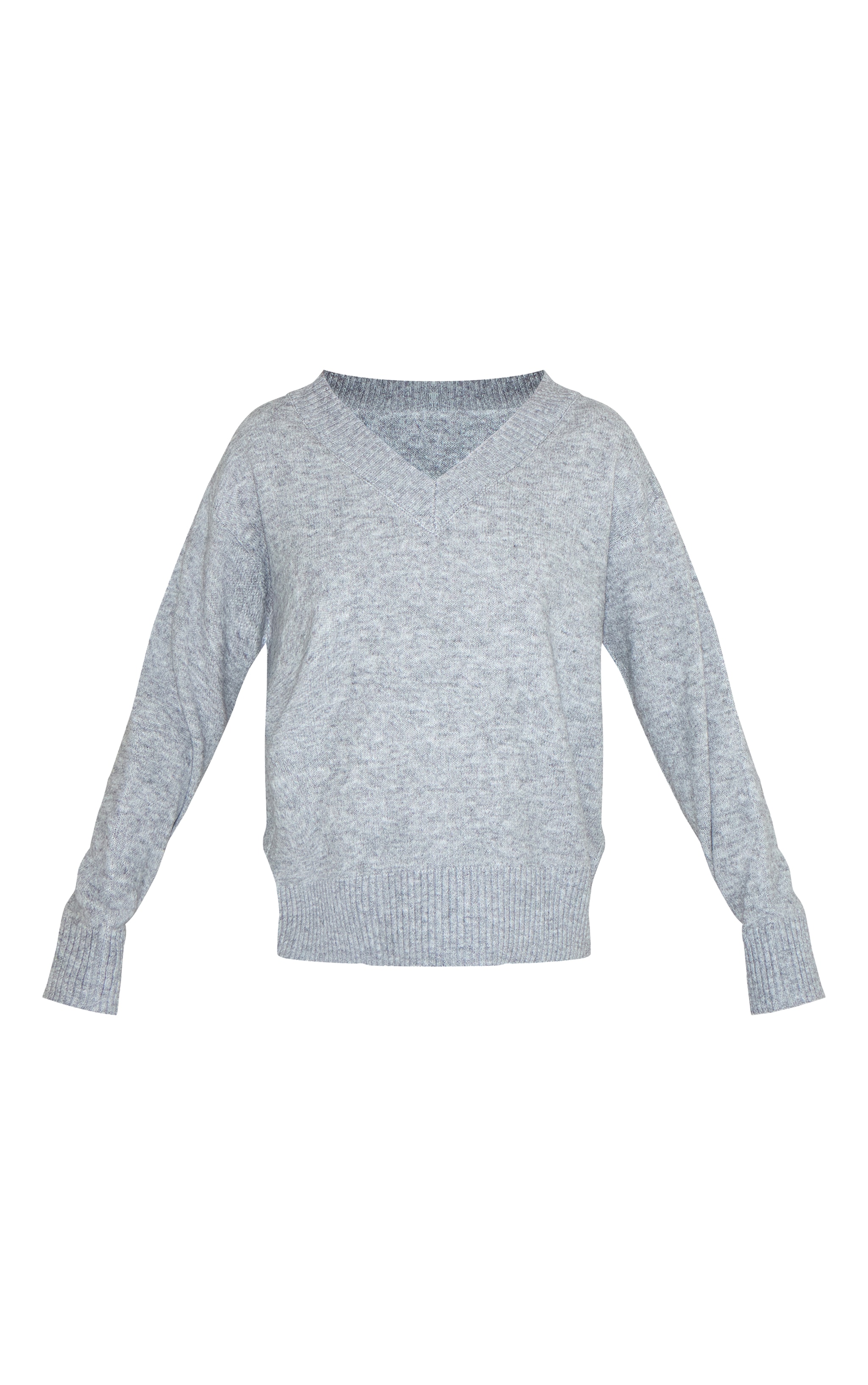 Tall Ash Grey Knit V-neck Sweater image 5
