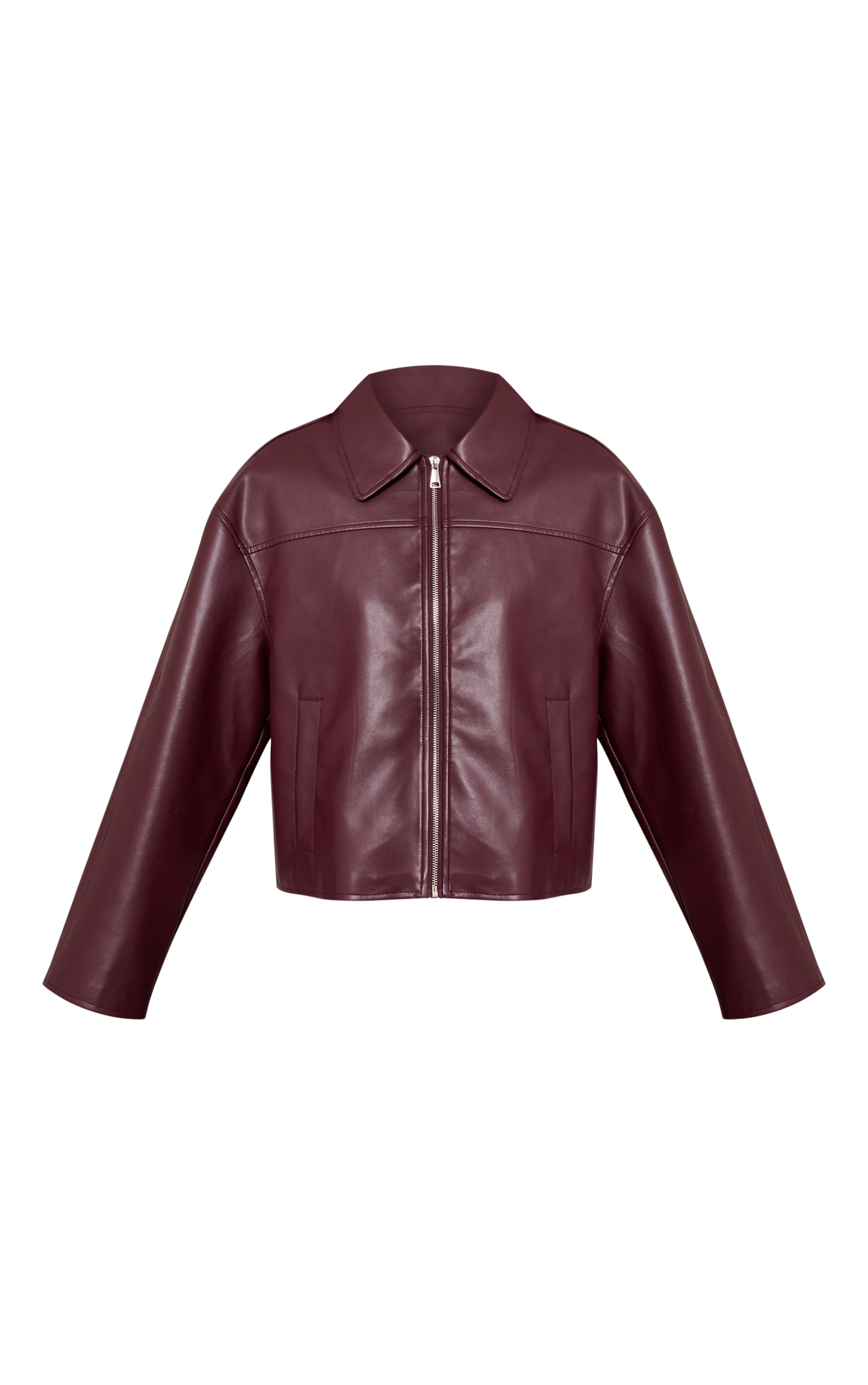 Burgundy Zip Through Pu Jacket