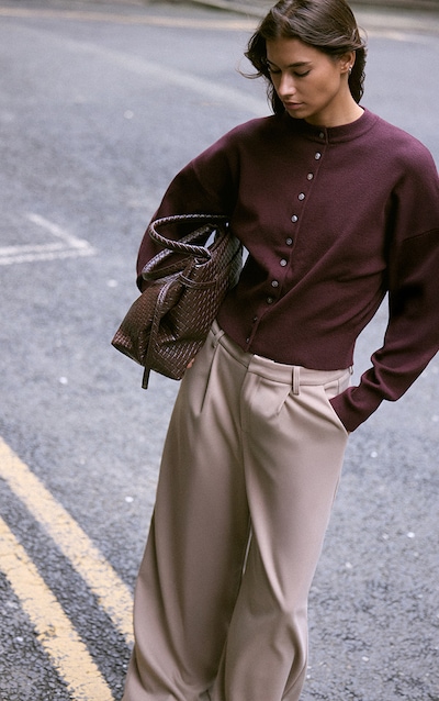 Wine Compact Knit Cardigan