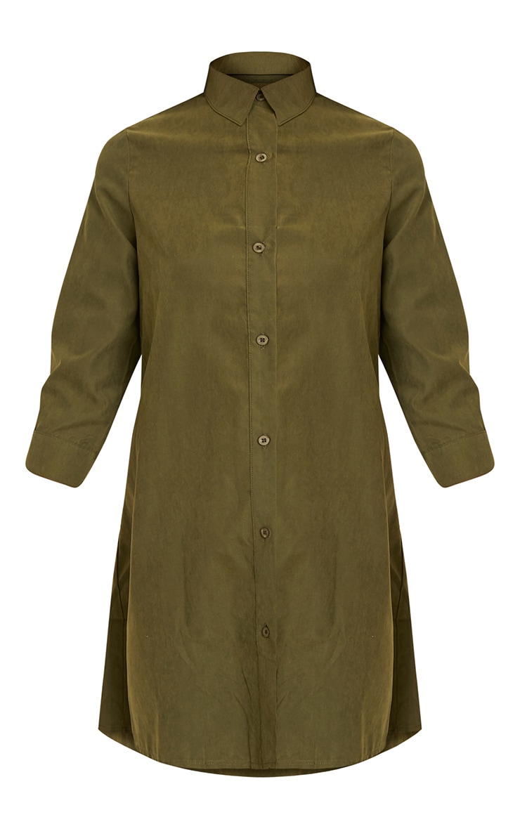 Leni Khaki Shirt Dress Dresses PrettylittleThing PrettyLittleThing