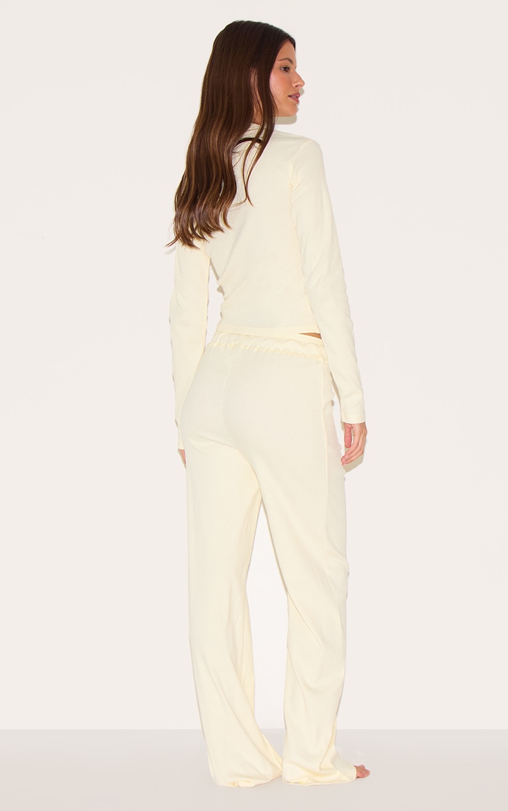 Lemon Ribbed Long Sleeve Long Pj Set image 2