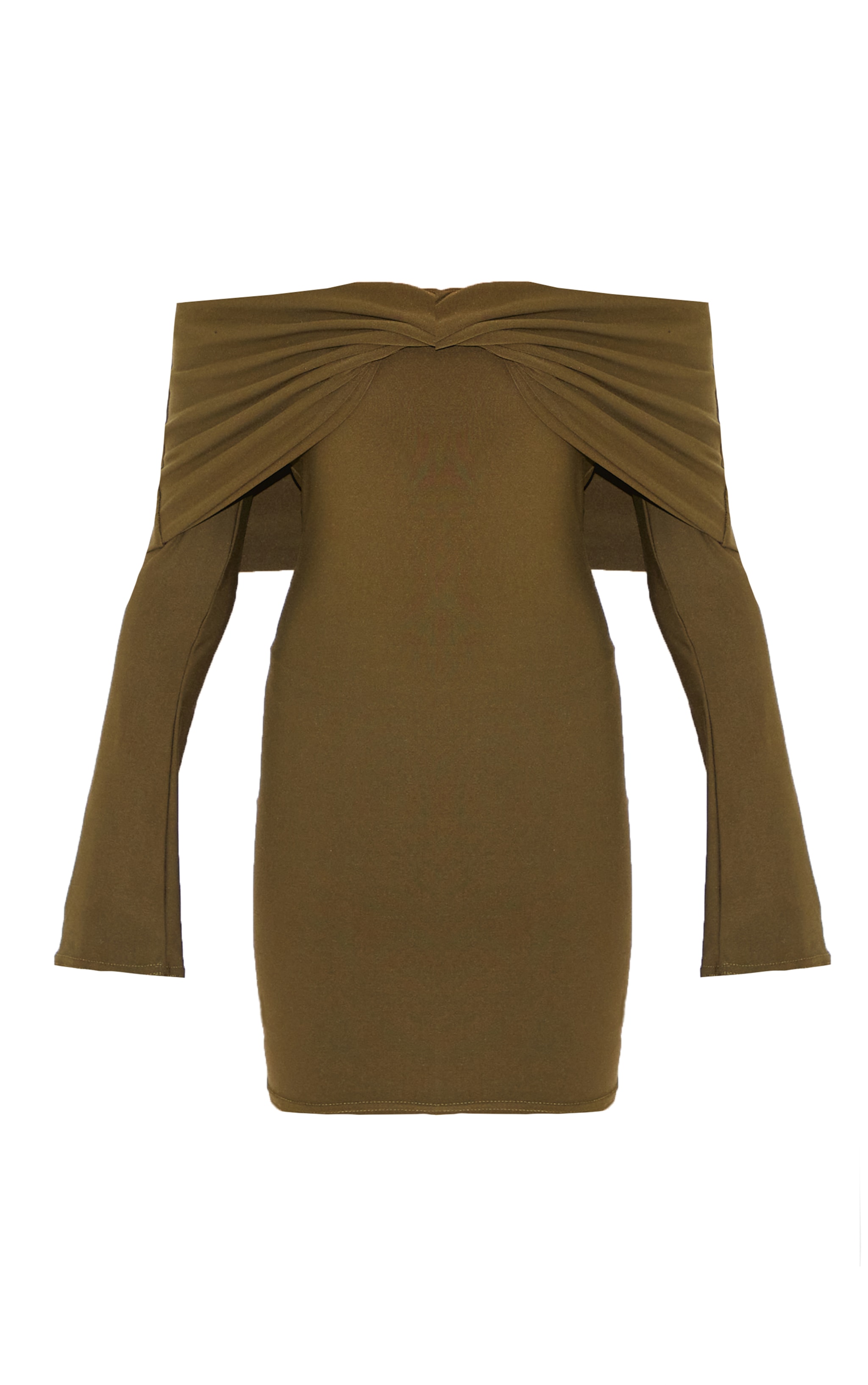 Khaki Soft Touch Twist Detail Bardot Bodycon Dress image 5