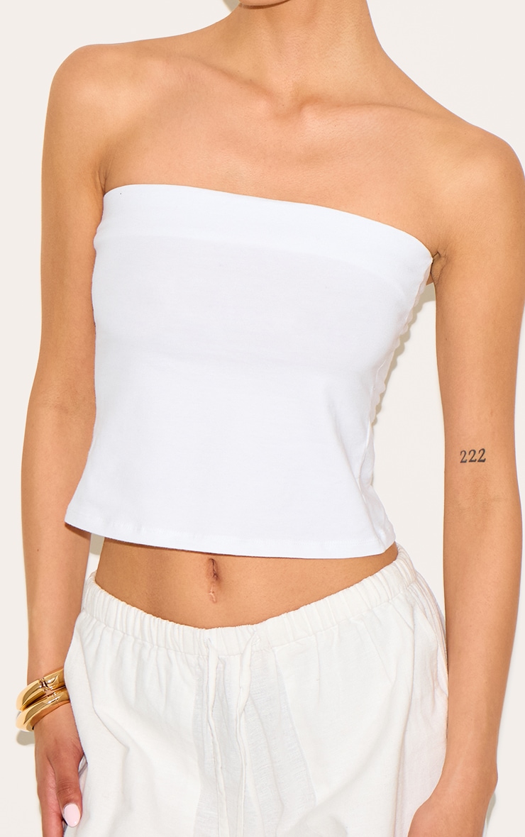 Tall White Soft Cotton Bandeau Top image 4
