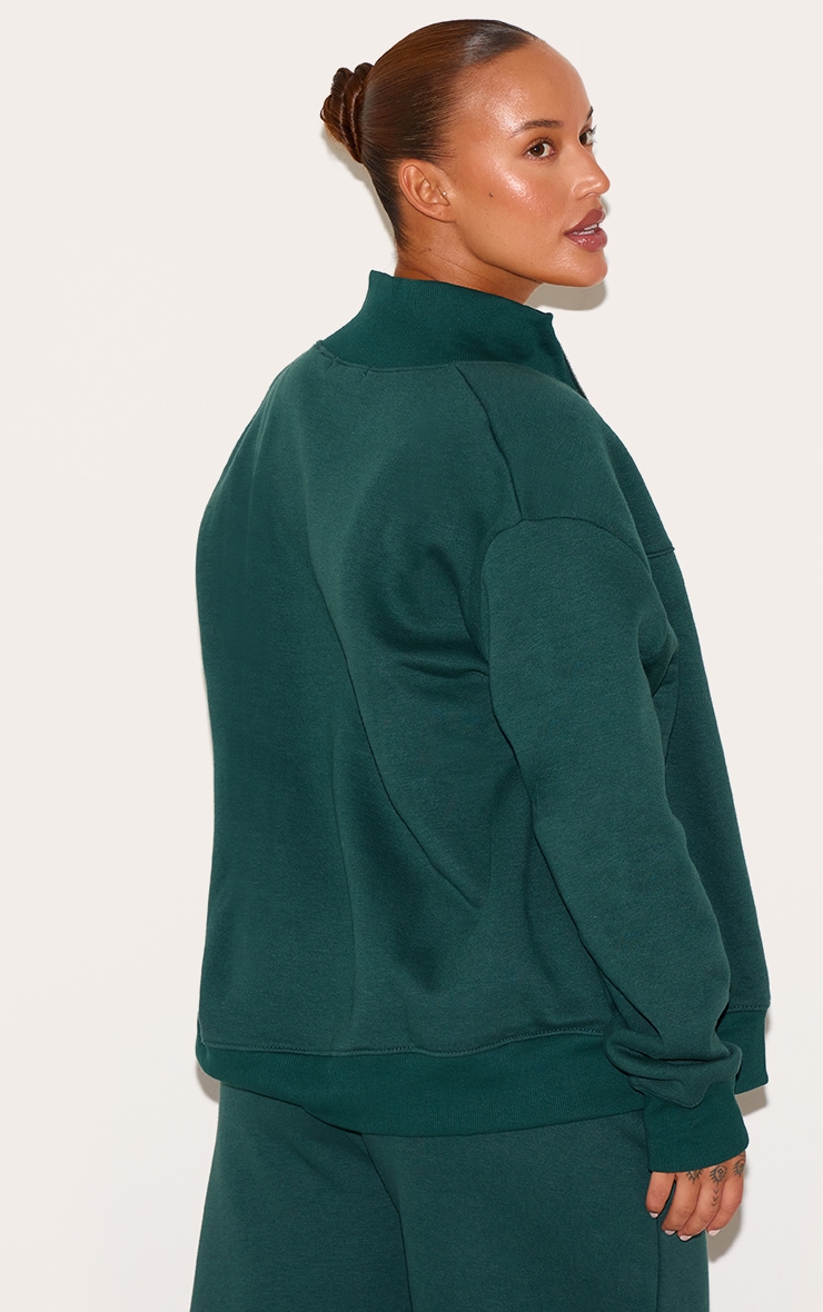 Plus Top de sport oversize vert forêt sans coutures à détail zip image 2