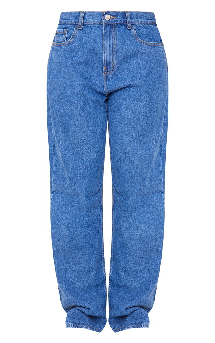 Tall Mid Blue Wash Basic Low Rise Baggy Boyfriend Jeans image 5