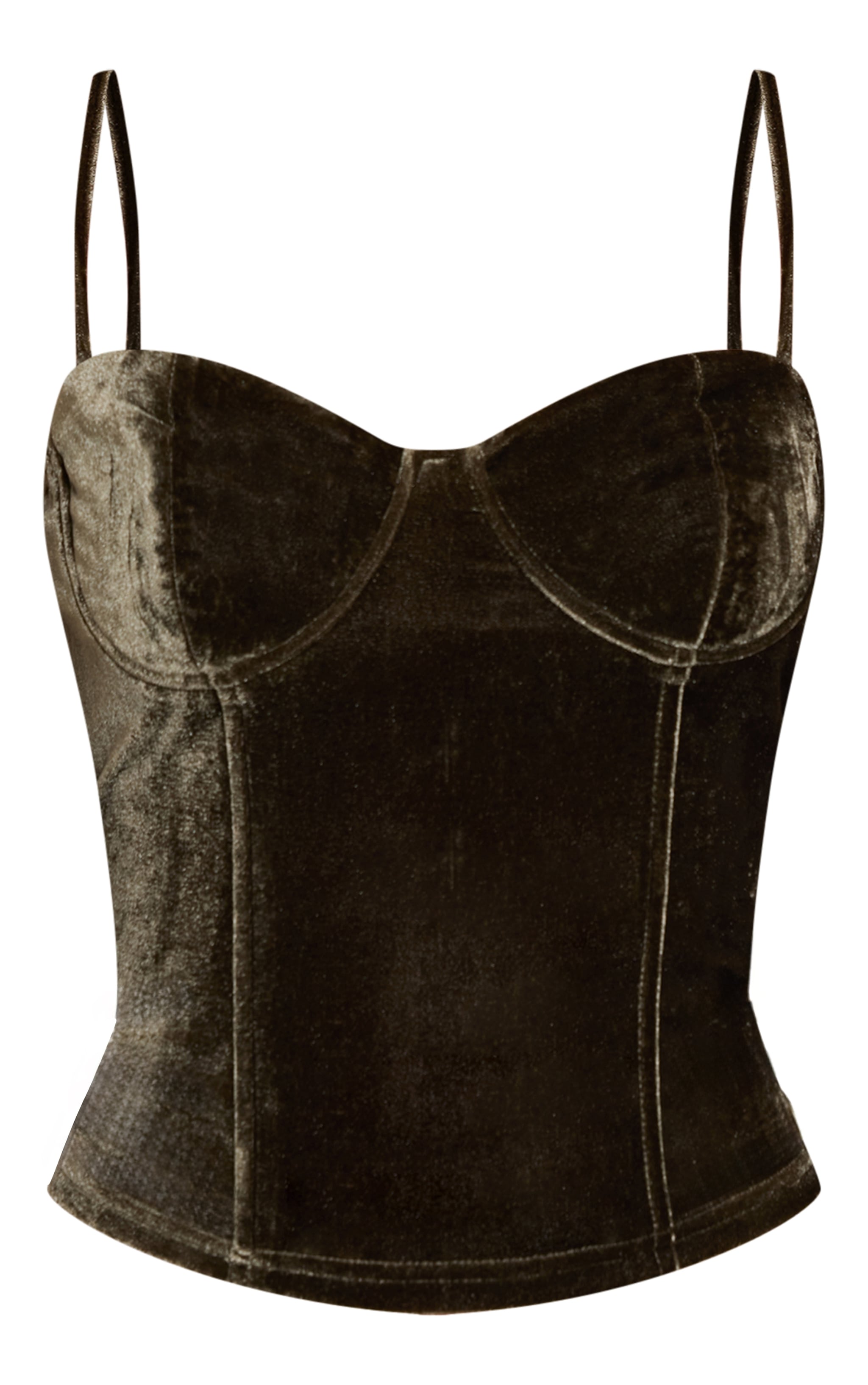 Dark Olive Velvet Strappy Corset image 5