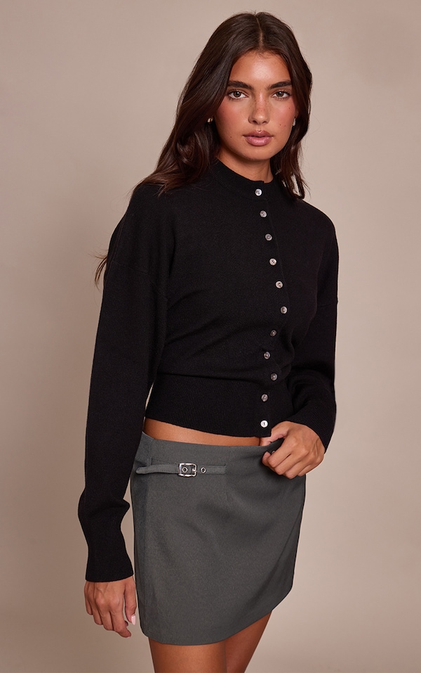 Cardigan en maille tricot compacte noire