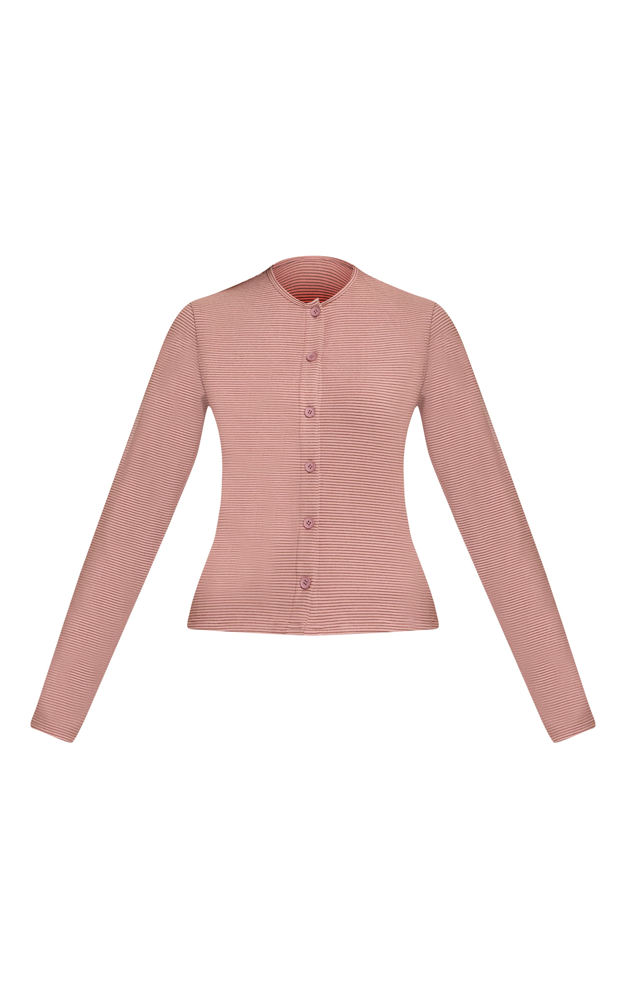 Light Pink Soft Fleece Pinstripe Button Up Top  image 5