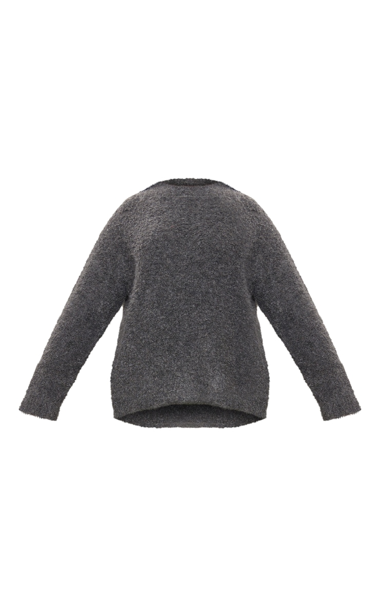 Plus Charcoal Bobble Knit Oversized Sweater image 5