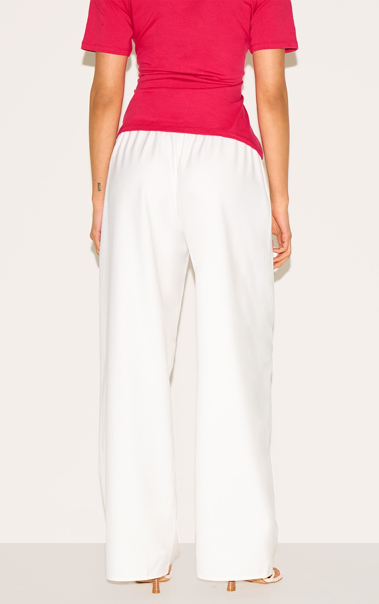 White Woven Drawstring Low Rise Relaxed Pants image 3
