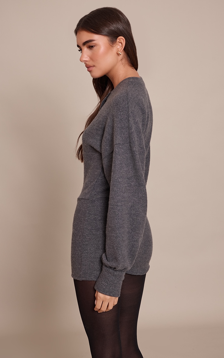 Combishort moulant côtelé gris à boutons image 2