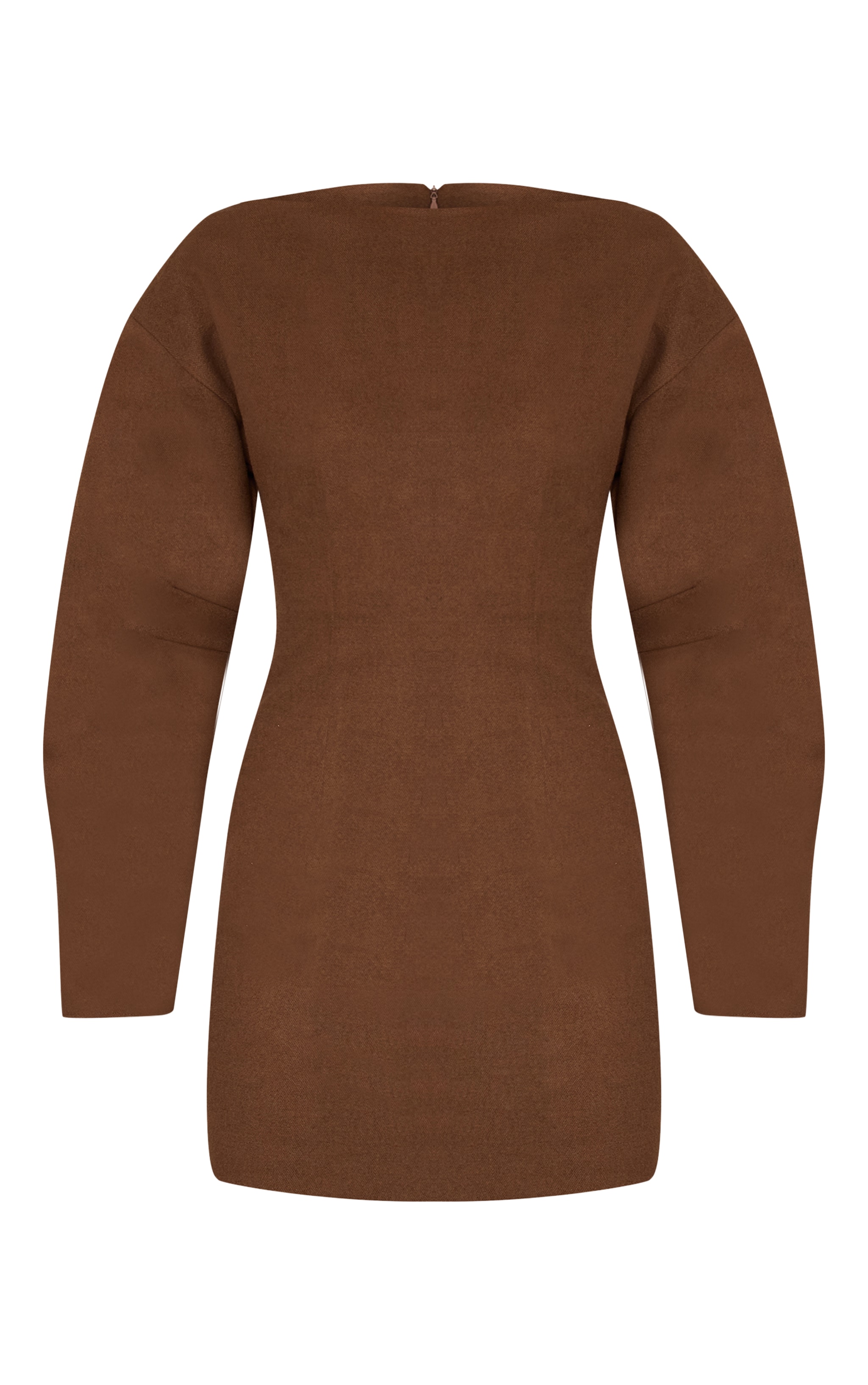 Chocolate Boat Neck Cocoon Sleeve Bodycon Dress image 5
