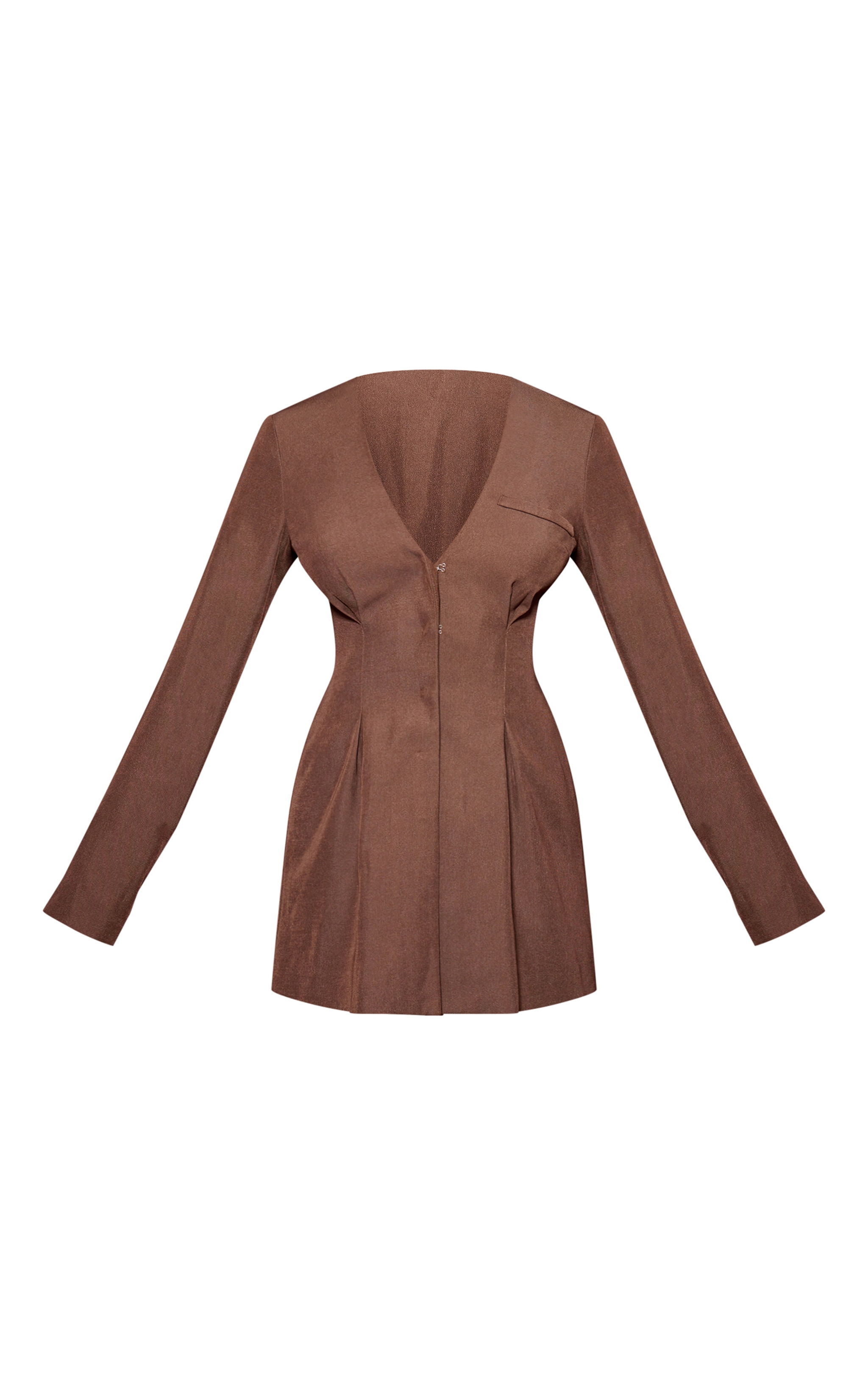 Chocolate Cinched Waist Pleated Blazer Dress image 5