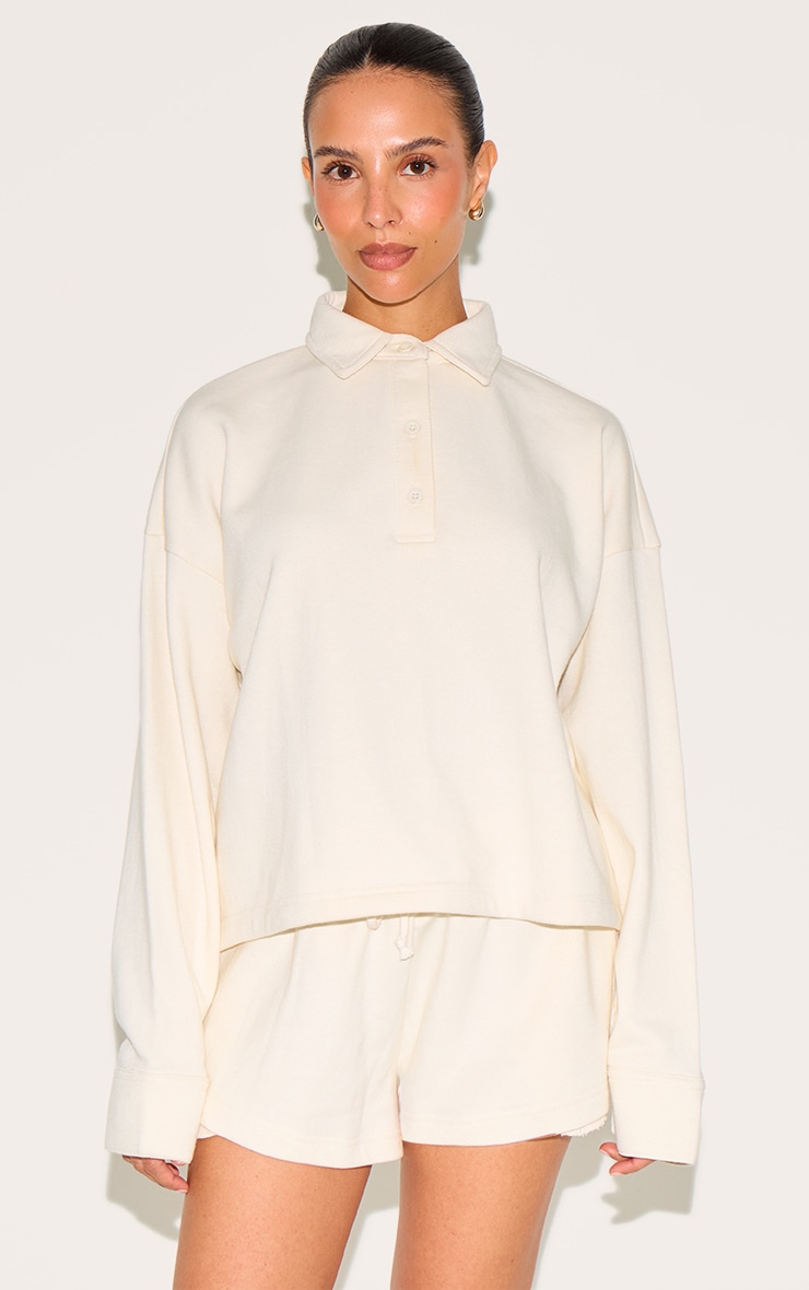 Petite Cream Loopback Mini Sweat Shorts image 1