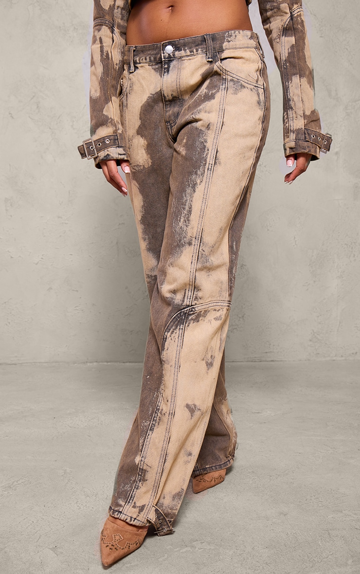 Jean Large Marron Javélisé À Détail Boucle Denim PLT FR