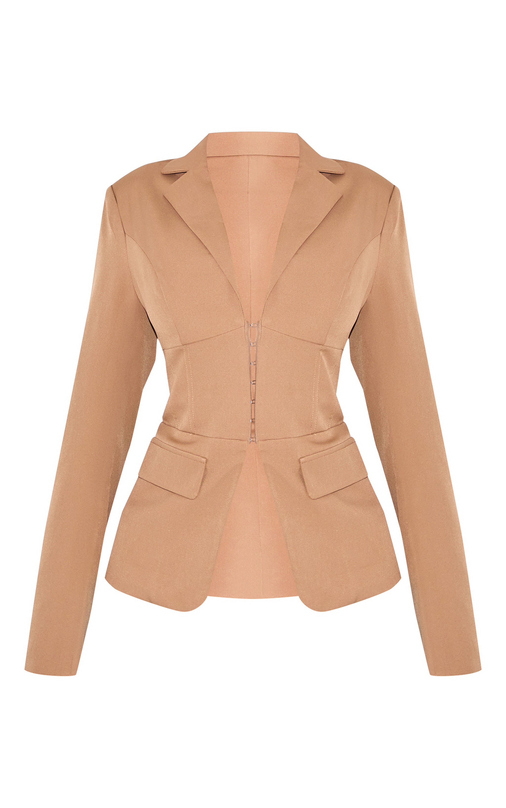 Shape Taupe Tailored Plunge Neck Cinched Waist Blazer image 5
