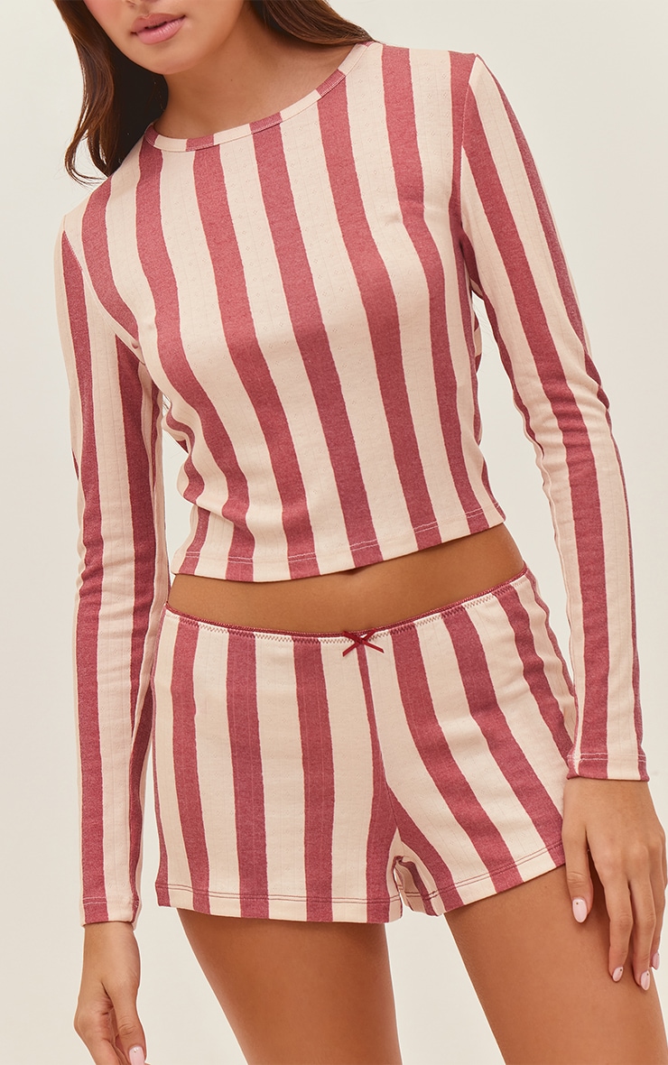 Red Stripe Pointelle Mini Pyjama Short image 2